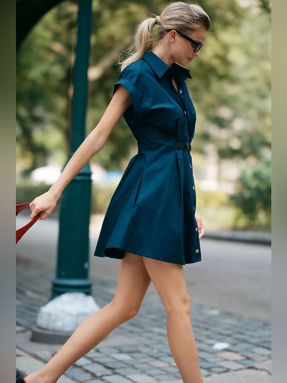 New Anthropologie Faye Short-Sleeve Belted Shirt Dress Size M
